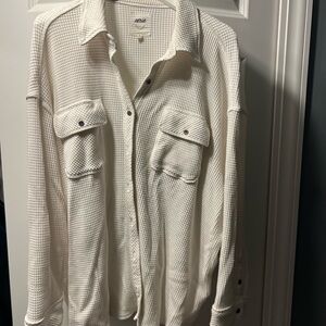 Aerie White Waffle Knit Top